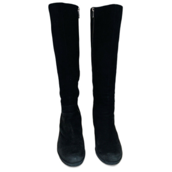 Adrienne Vittadini Patrick Suede Heeled boots Black Knee High Zip Up Women's 7.5 - Picture 3 of 12